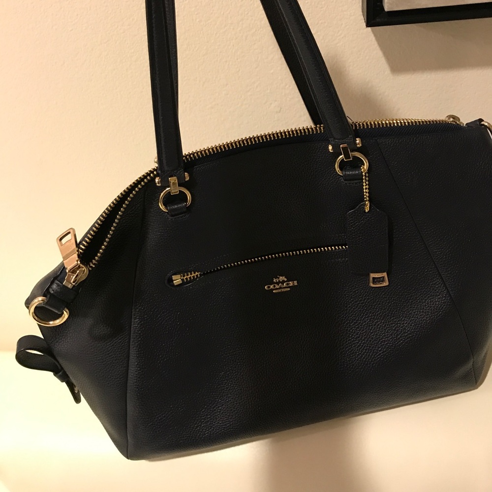 Coach Women's pebbled satchel navy blue/Handbag